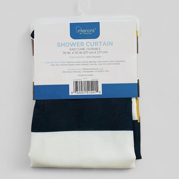 Interiors By Design Fabric Shower Curtain “Hello Beautiful” Striped Black/White - Picture 3 of 3